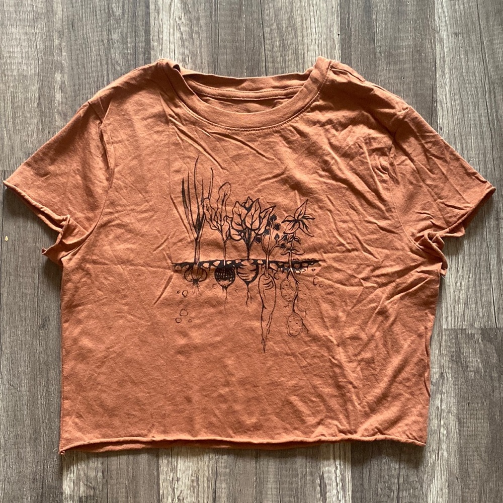 Hand printed veggie crop top